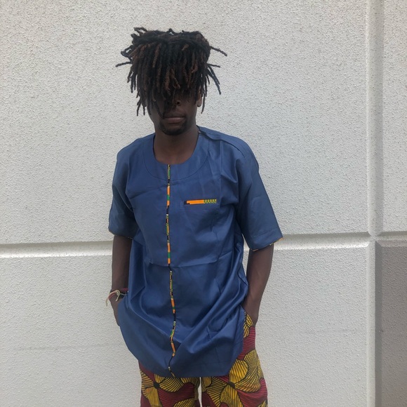 African clothing men Danshiki kente Ankara shirt - Picture 2 of 5